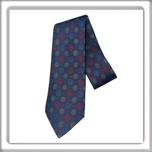 Etro 100% Silk Patterned Tie Fully Lined Navy Made in Italy